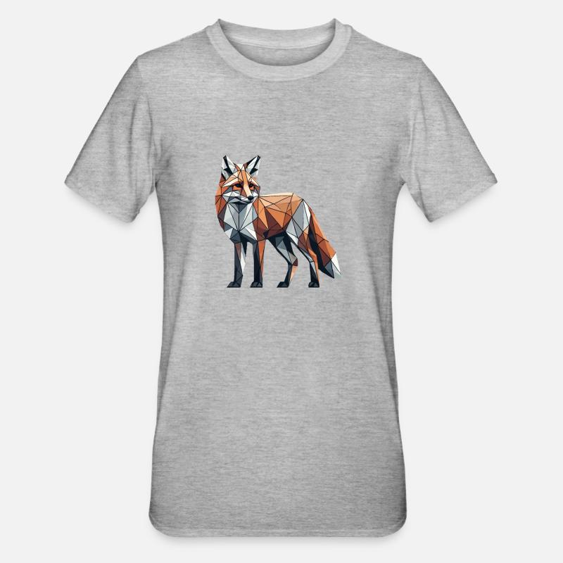 Geometric Art Fox Foxes - Unisex Polycotton T-Shirt - heather grey