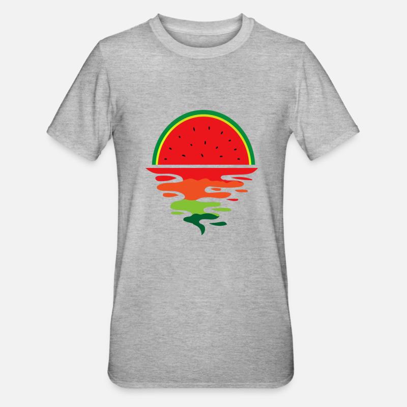 Pastèque Coucher de soleil - T-shirt polycoton Unisexe - gris chiné