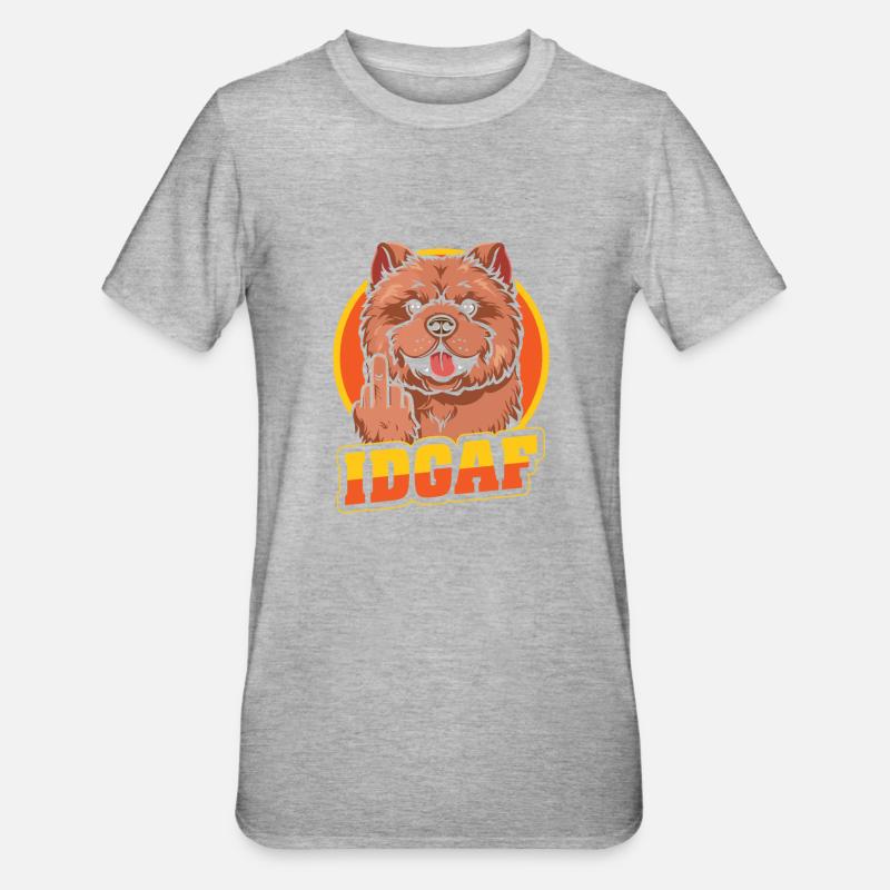 Chow Chow Idgaf - T-shirt polycoton Unisexe - gris chiné