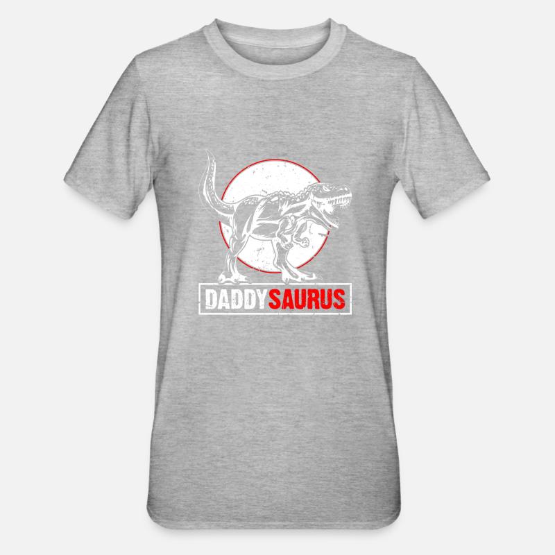 Daddy Saurus T-Rex Dinosaur Men Father's Day - Unisex Polycotton T-Shirt - heather grey