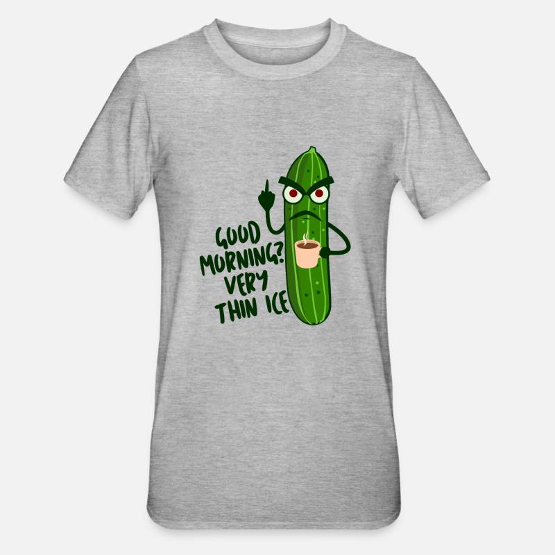 Grumpy Cucumber Cucumbers Pickles - Unisex Polycotton T-Shirt - heather grey