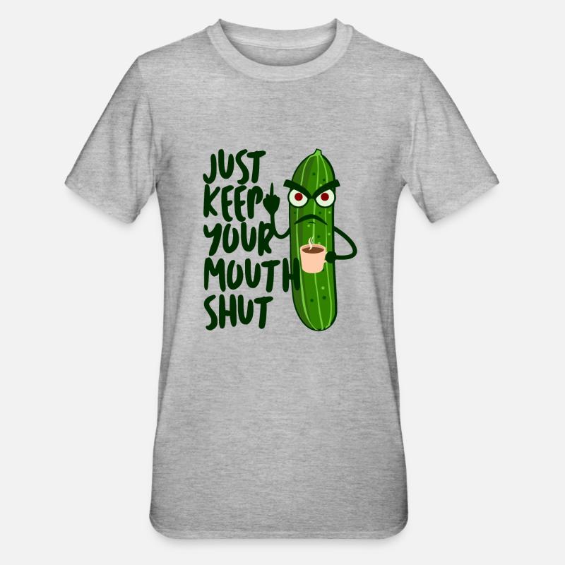 Grumpy Concombre Doigt d’honneur Café - T-shirt polycoton Unisexe - gris chiné