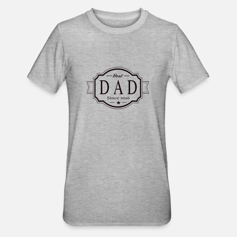 Bester Papa seit 2016 - Unisex Polycotton T-Shirt - Grau meliert