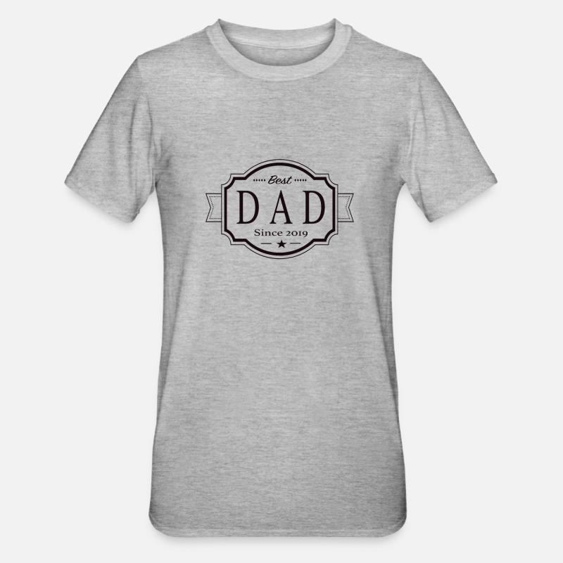 Bester Papa seit 2019 - Unisex Polycotton T-Shirt - Grau meliert