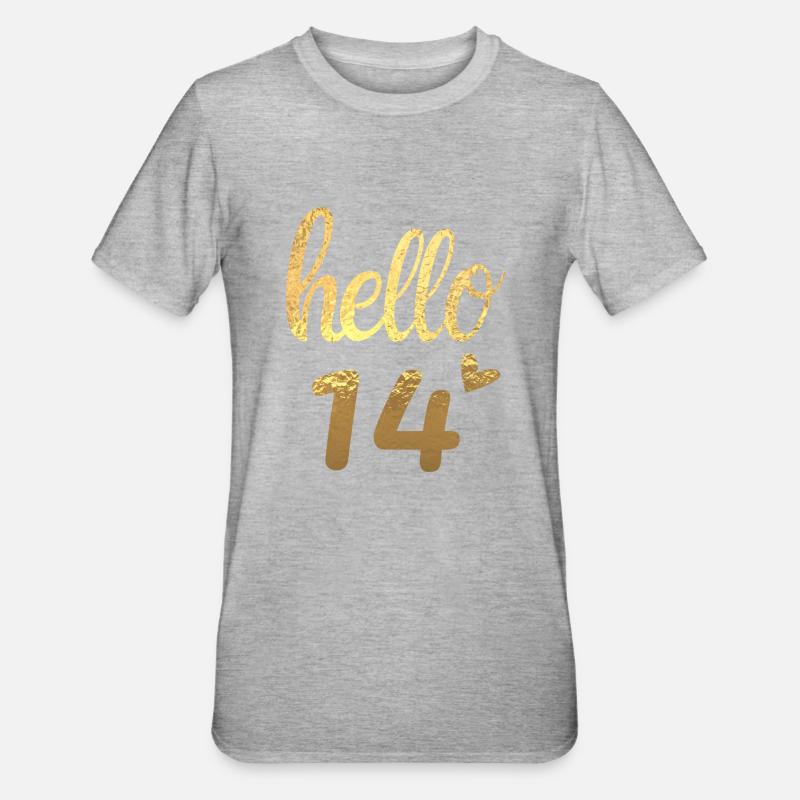 Hello 14 doré - T-shirt polycoton Unisexe - gris chiné
