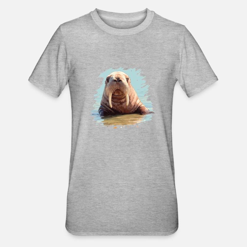 Morse Walrosse Walross - T-shirt polycoton Unisexe - gris chiné