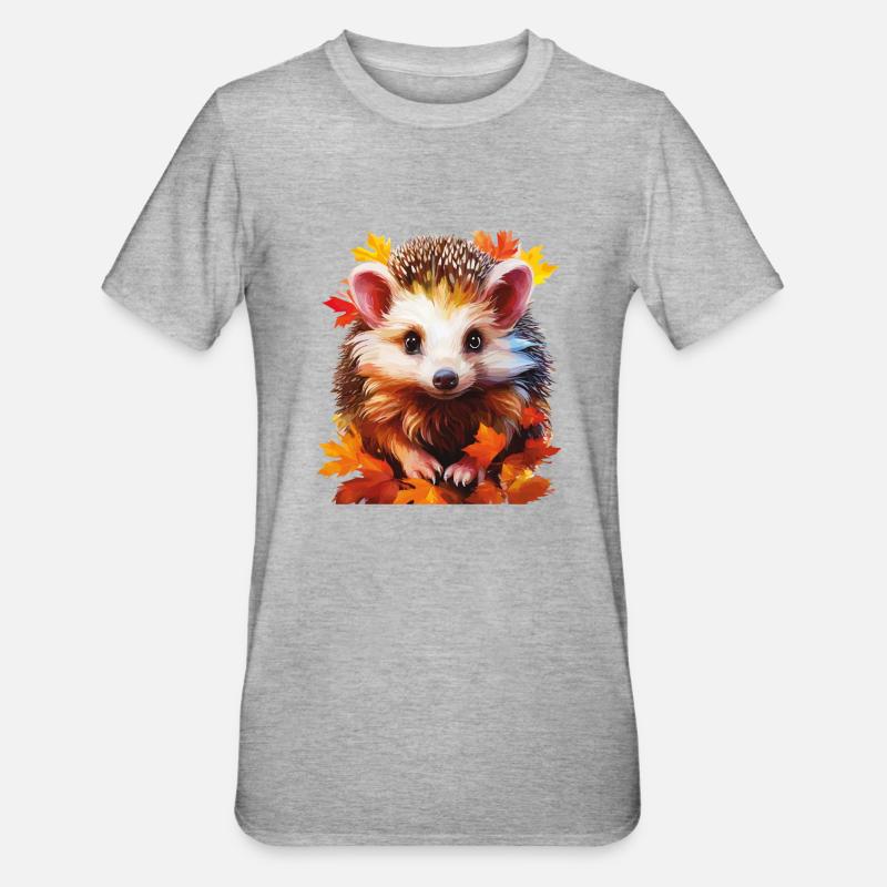 HÉRISSON D’AUTOMNE - T-shirt polycoton Unisexe - gris chiné