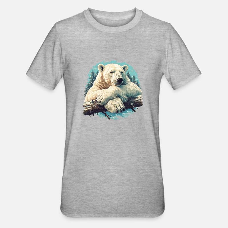 Polar Bear Eisbären Eisbär - Unisex Polycotton T-Shirt - Grau meliert
