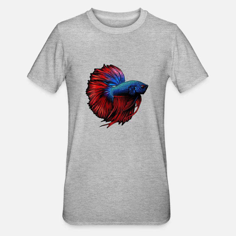 Bettas Betta Poisson Betta - T-shirt polycoton Unisexe - gris chiné