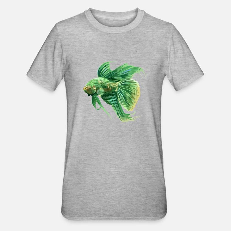 Bettas Betta Poisson Betta - T-shirt polycoton Unisexe - gris chiné