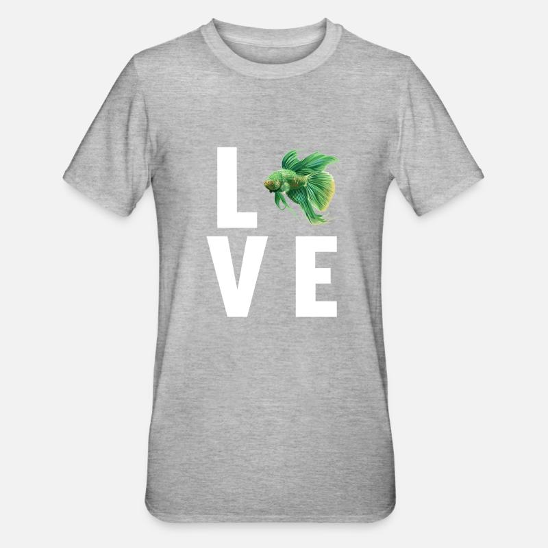 Bettas Betta Poisson Betta - T-shirt polycoton Unisexe - gris chiné
