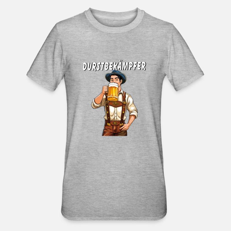 MANN Bier DURSTBEKÄMPFER - Unisex Polycotton T-Shirt - Grau meliert