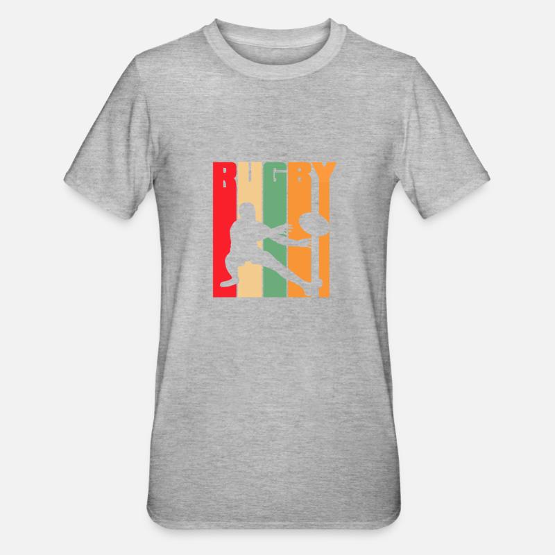 Conception de silhouette rétro rugby - T-shirt polycoton Unisexe - gris chiné