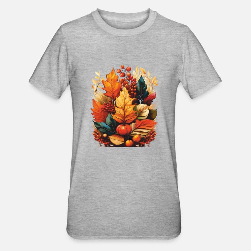 FEUILLES D’AUTOMNE - T-shirt polycoton Unisexe - gris chiné