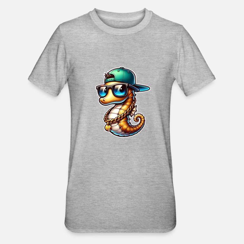 Seepferd Seepferdchen - Unisex Polycotton T-Shirt - Grau meliert