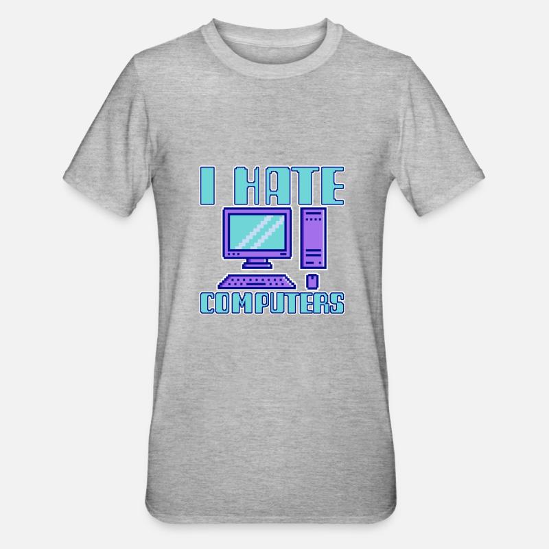 I Hate Computers 4 - Unisex Polycotton T-Shirt - Grau meliert