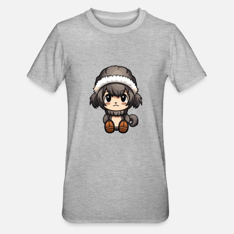 Affe Winter Comic Niedlich - Unisex Polycotton T-Shirt - Grau meliert