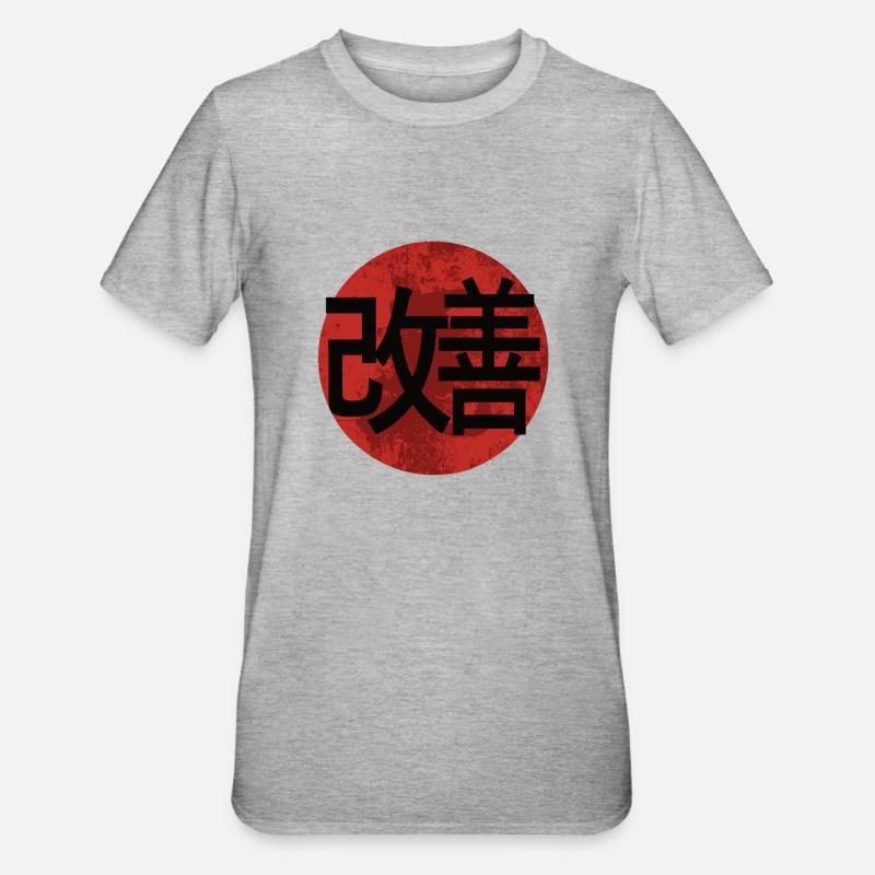 Hiragana Katakana Kaizen-methode Kaizen - T-shirt polycoton Unisexe - gris chiné