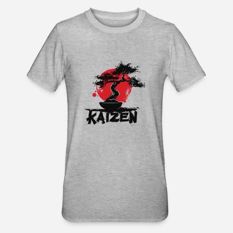 Hiragana Katakana Kaizen-methode Kaizen - T-shirt polycoton Unisexe - gris chiné