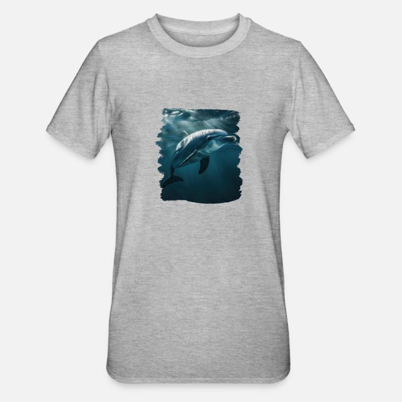 Dolphin Delfine Delfin - Unisex Polycotton T-Shirt - Grau meliert
