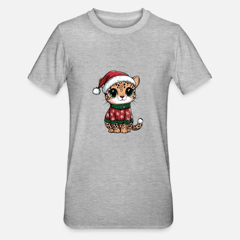 Noël léopard - T-shirt polycoton Unisexe - gris chiné