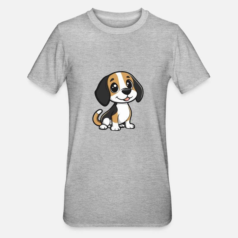 Beagle Dog Comic Cute - Unisex Polycotton T-Shirt - heather grey