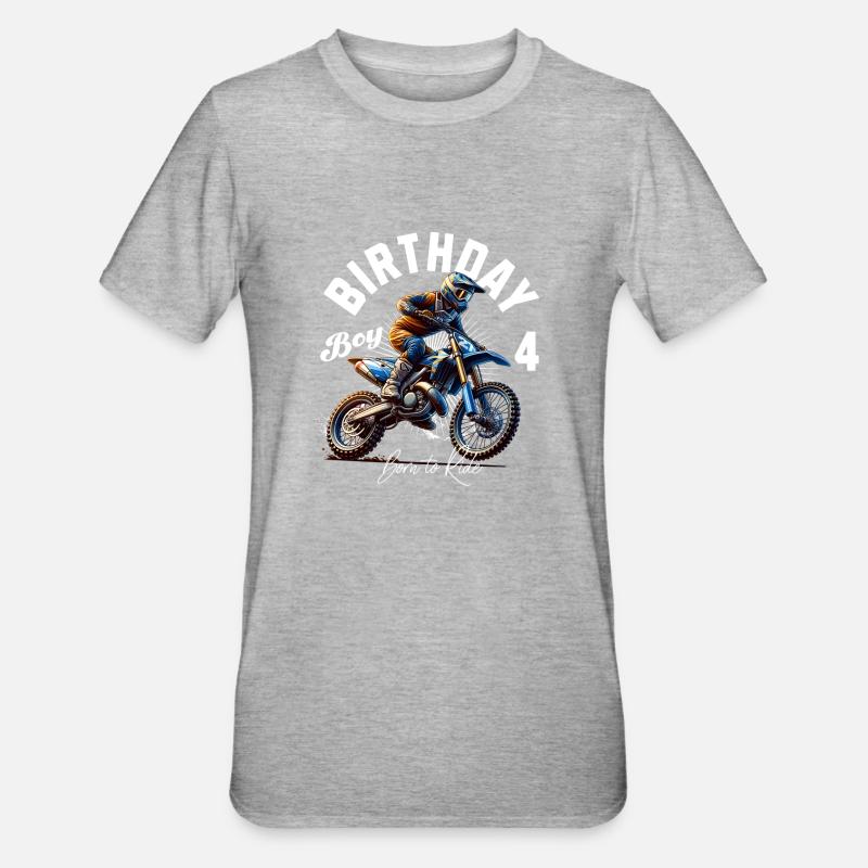 4e anniversaire de motocross - T-shirt polycoton Unisexe - gris chiné