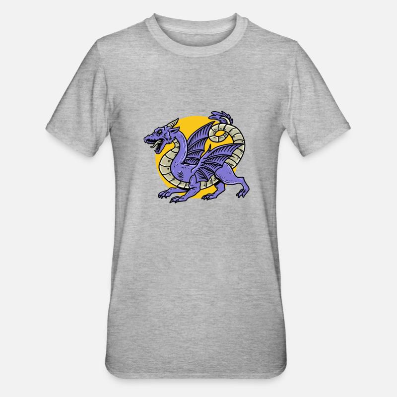 Fantasy RPG Dragon Magic Dungeon - T-shirt polycoton Unisexe - gris chiné
