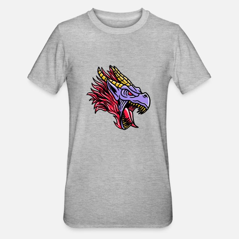 Fantasy RPG Dragon Magic Dungeon - T-shirt polycoton Unisexe - gris chiné