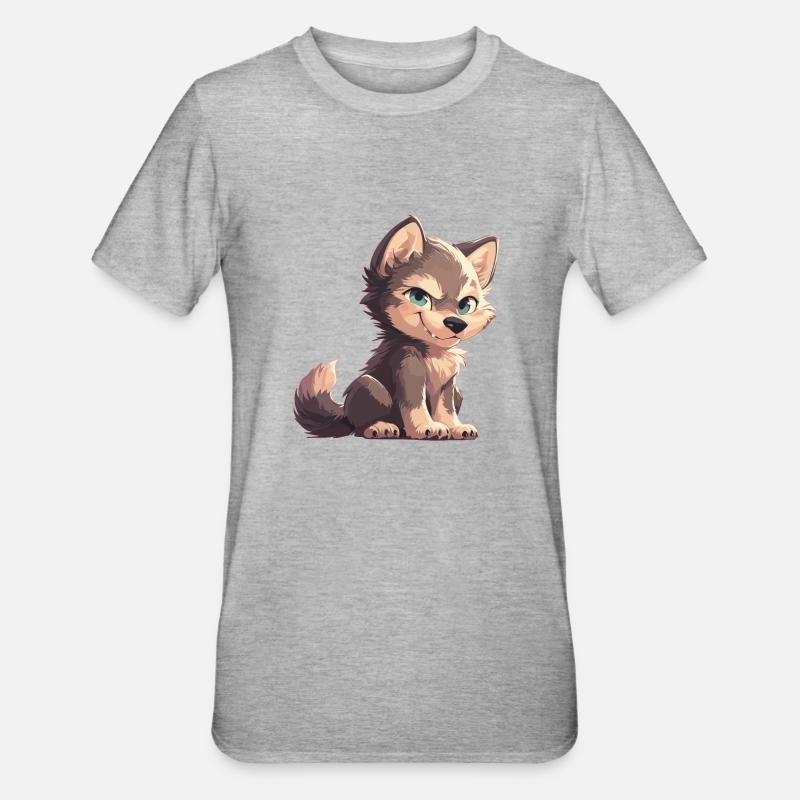 Wölfe Wolf - Unisex Polycotton T-Shirt - Grau meliert