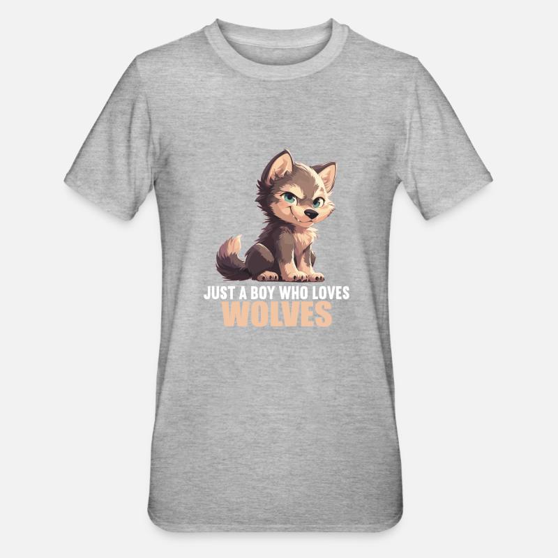 Wölfe Wolf - Unisex Polycotton T-Shirt - Grau meliert