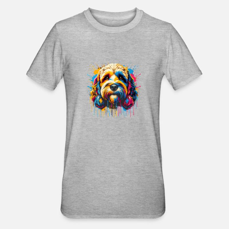 Splash Art Cockapoo Cockapoos Cockerpoo - T-shirt polycoton Unisexe - gris chiné