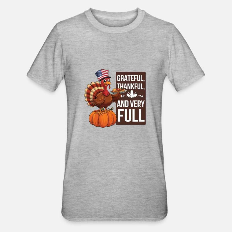 Dinde drôle de Thanksgiving - T-shirt polycoton Unisexe - gris chiné