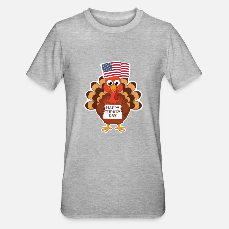 Dinde drôle de Thanksgiving - T-shirt polycoton Unisexe - gris chiné