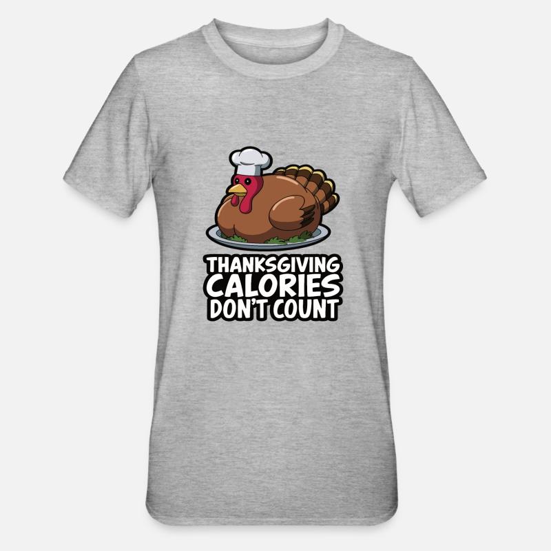Dinde drôle de Thanksgiving - T-shirt polycoton Unisexe - gris chiné