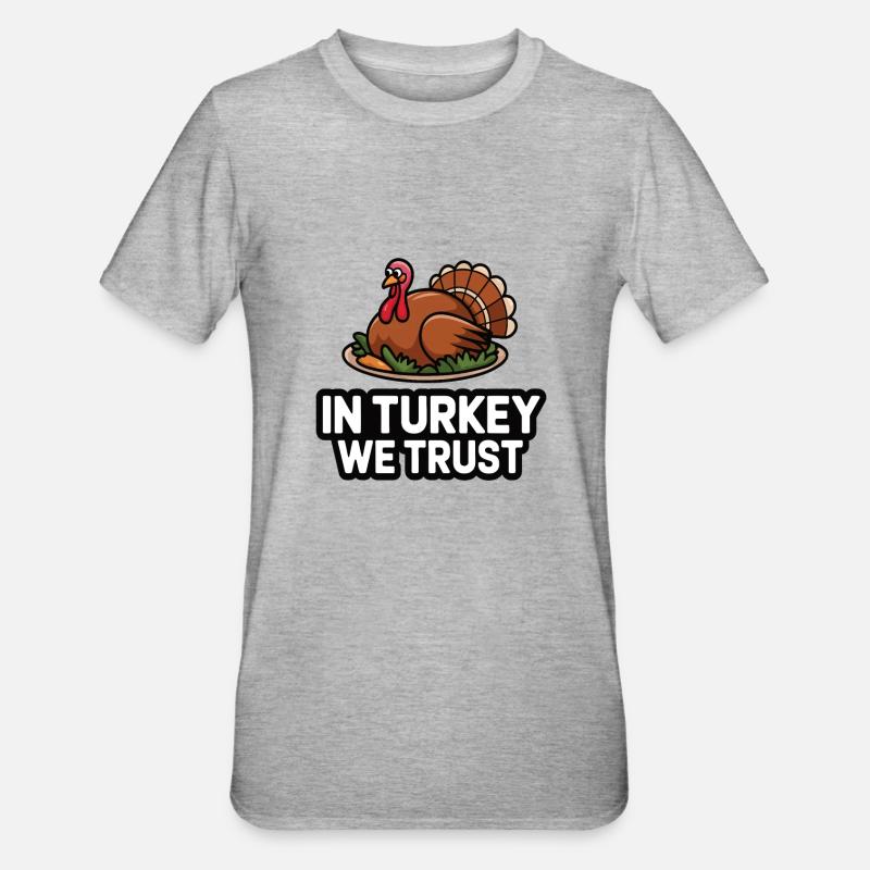 Dinde drôle de Thanksgiving - T-shirt polycoton Unisexe - gris chiné