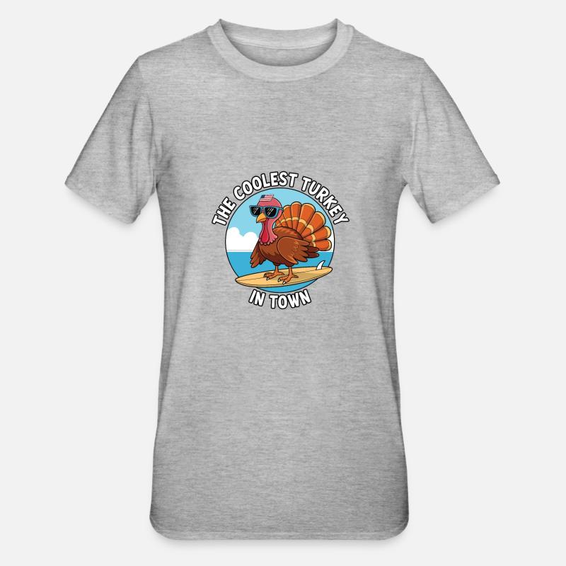 Dinde drôle de Thanksgiving - T-shirt polycoton Unisexe - gris chiné
