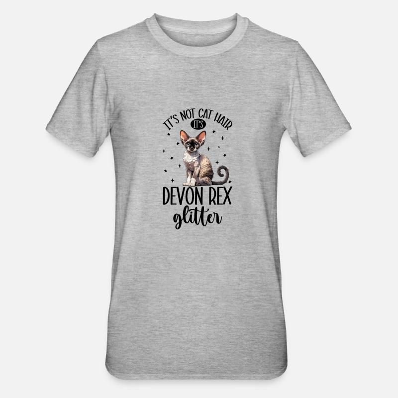Cats Glitter - Devon Rex - Unisex Polycotton T-Shirt - heather grey