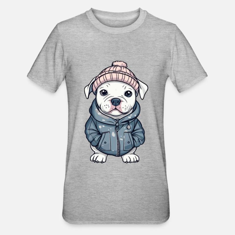 Pit Terrier Chien Élégant - T-shirt polycoton Unisexe - gris chiné