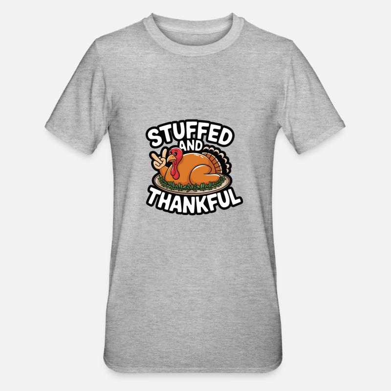 Dinde drôle de Thanksgiving - T-shirt polycoton Unisexe - gris chiné