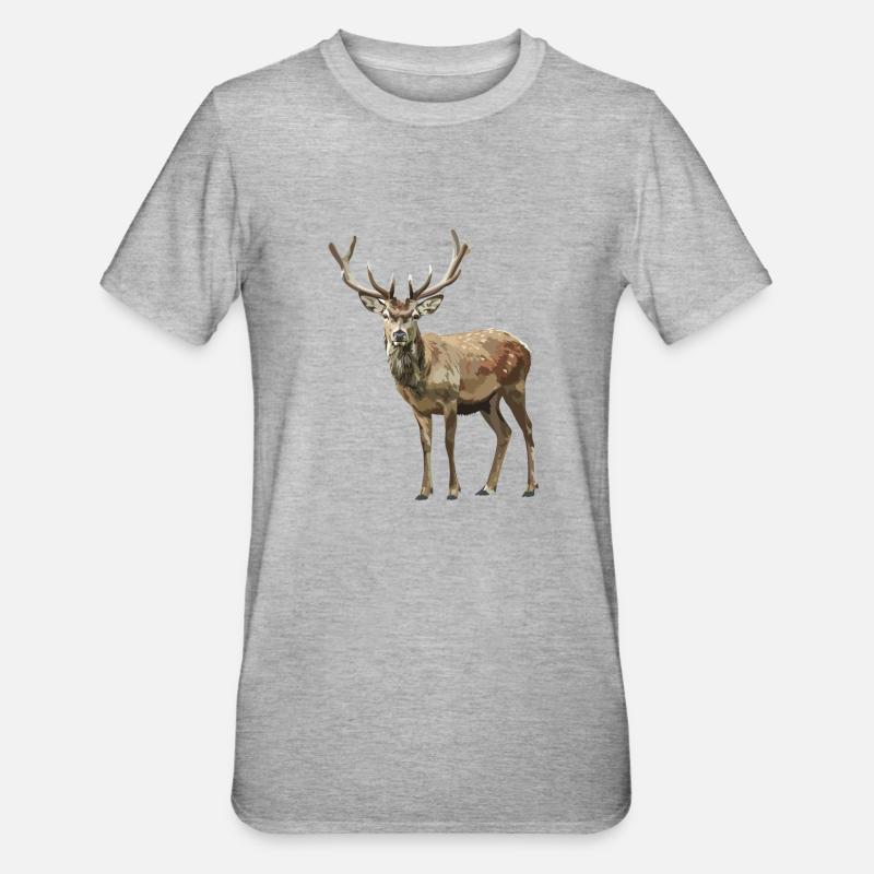 Hirsche Hirsch - Unisex Polycotton T-Shirt - Grau meliert
