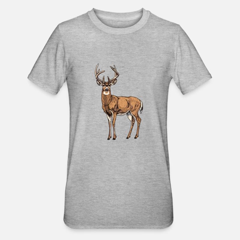 Hirsche Hirsch - Unisex Polycotton T-Shirt - Grau meliert