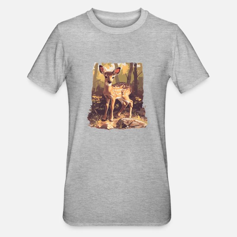 Hirsche Hirsch - Unisex Polycotton T-Shirt - Grau meliert