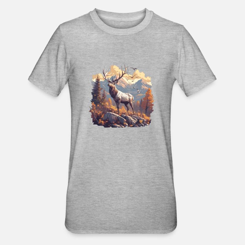 Hirsche Hirsch - Unisex Polycotton T-Shirt - Grau meliert