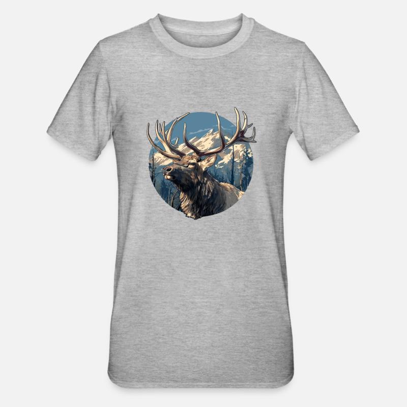 Elche Elch - Unisex Polycotton T-Shirt - Grau meliert