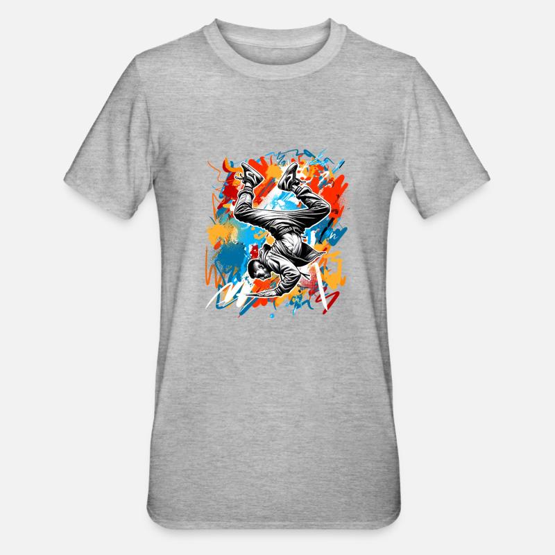 Breakdance - Unisex Polycotton T-Shirt - Grau meliert