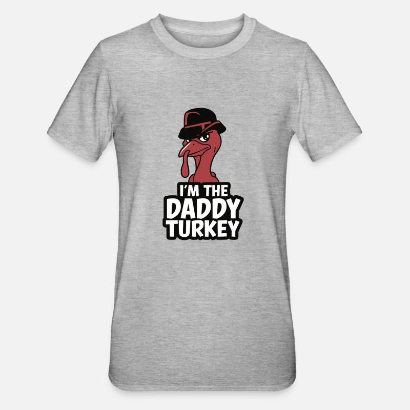 Papa Dinde Thanksgiving - T-shirt polycoton Unisexe - gris chiné