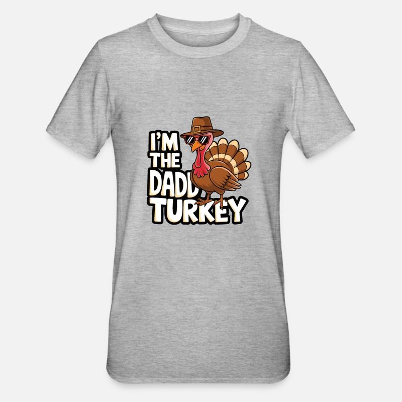 Papa Dinde Thanksgiving - T-shirt polycoton Unisexe - gris chiné