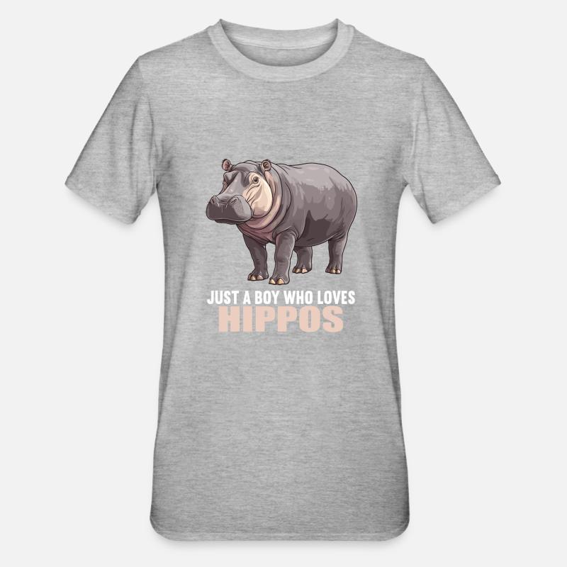 Nilpferd Flußpferd - Unisex Polycotton T-Shirt - Grau meliert