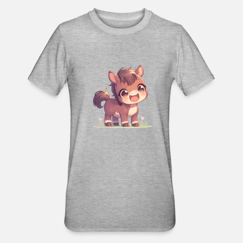 Pferde Pferd - Unisex Polycotton T-Shirt - Grau meliert